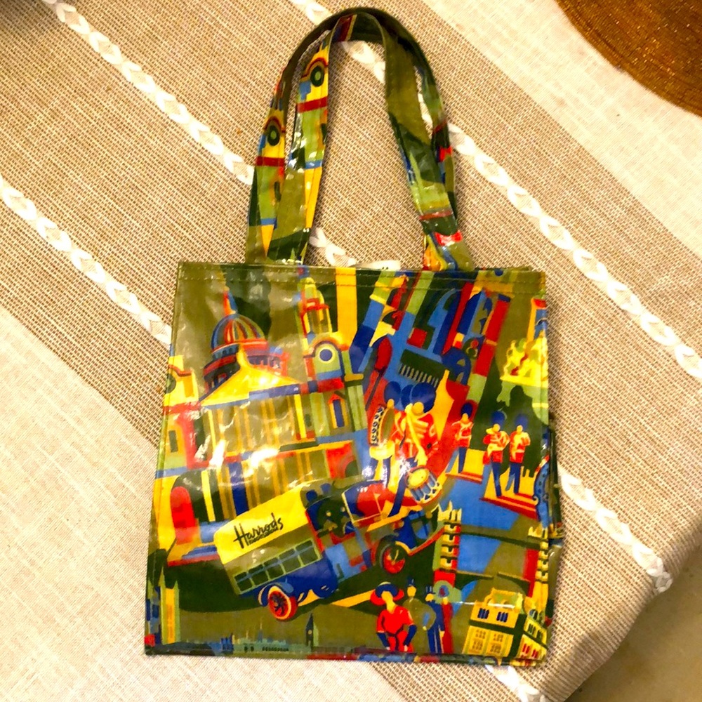 Harrods Knightsbridge vintage vinyl shopper bag